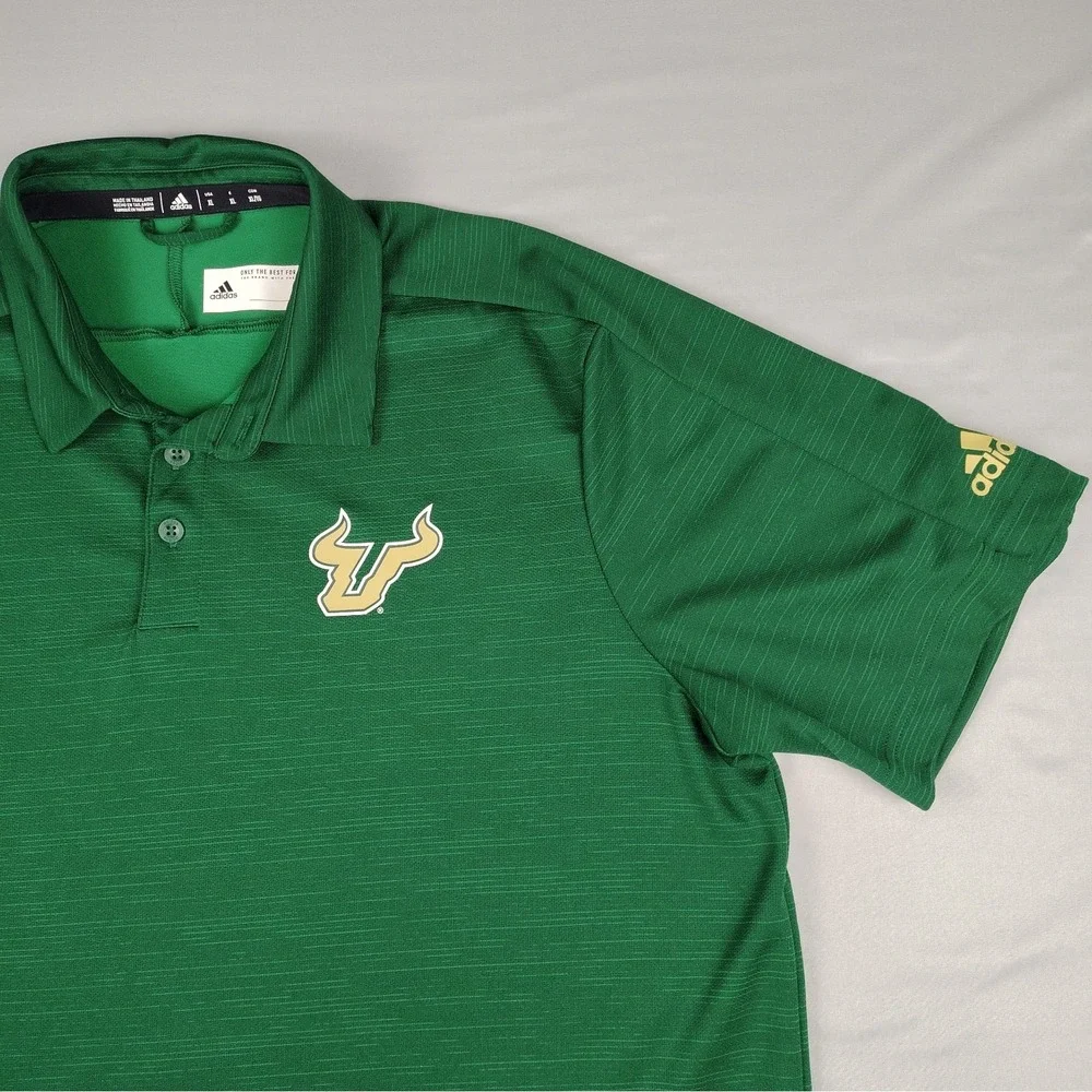 Adidas USF Bulls Polo Shirt Men's XL Green South Florida Golf Performance NCAA